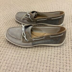 Sperry Gray and Silver Slip On Boat Shoes
